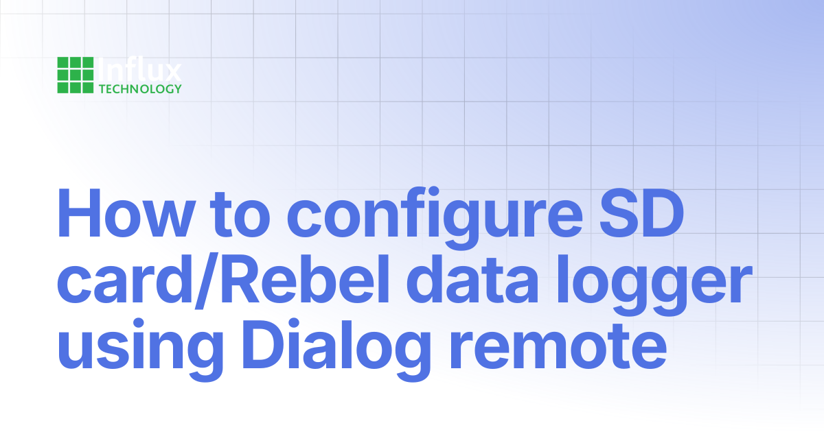 How to configure SD card/Rebel data logger using Dialog remote ...